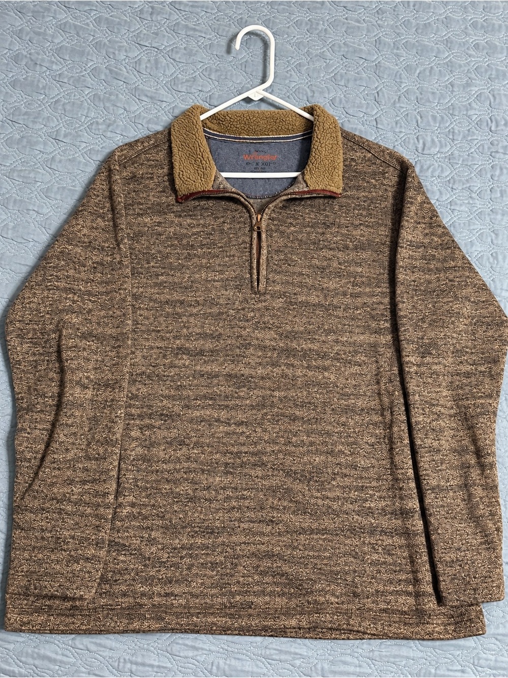 Weatherproof Vintage Men’s XXL Sherpa Collar Quarter Zip Pullover Brown